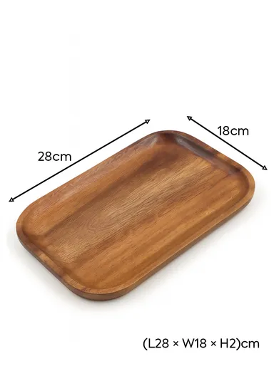 Acacia Wooden Rectangular Tray For Serving Snacks, Coffee &amp; Breakfast (L28 × W18 × T2)cm