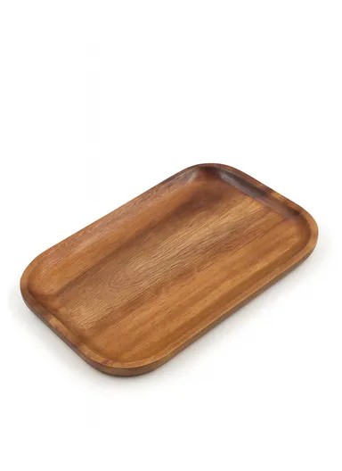 Acacia Wooden Rectangular Tray For Serving Snacks, Coffee &amp; Breakfast (L28 × W18 × T2)cm