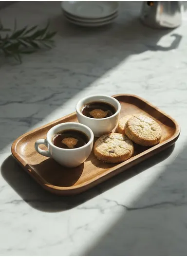 Acacia Wooden Rectangular Tray For Serving Snacks, Coffee &amp; Breakfast (L28 × W18 × T2)cm