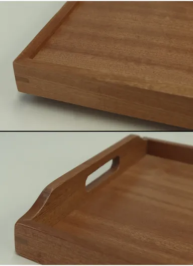 Wooden Serving Tray – Non-Slip, Sturdy &amp; Drop-Resistant (L38 x W26)cm