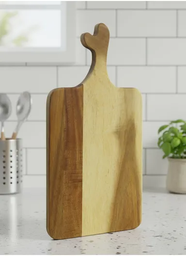 Wooden Cutting Board with Juice Groove &amp; Non-Slip Base (L39 x W17)cm