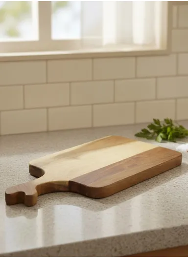 Wooden Cutting Board with Juice Groove &amp; Non-Slip Base (L39 x W17)cm