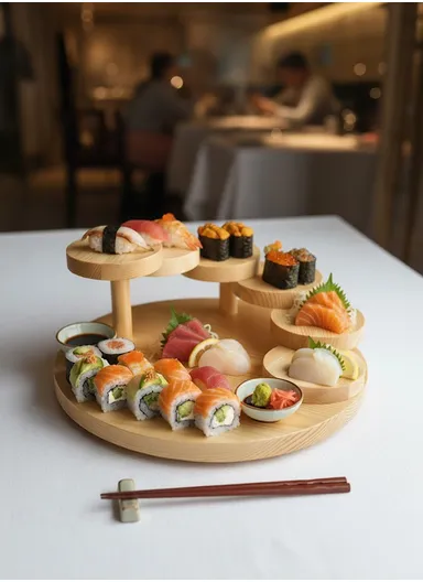 Step-By-Step Round Wooden Serving &amp; Display Board Set HS-2001