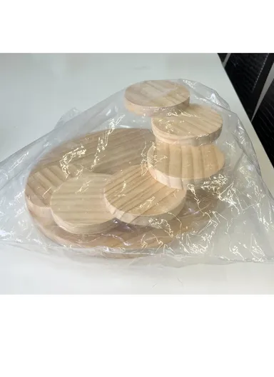 Step-By-Step Round Wooden Serving &amp; Display Board Set HS-2001