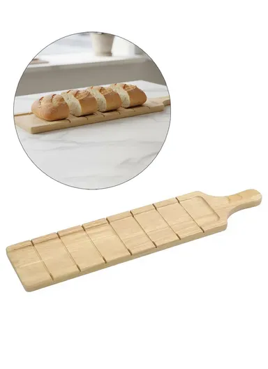 Eco-Friendly French Bread Cutting Board, Rubber Wood Serving Tray Plate for Bread Pizza Cheese Board Chopping Block HS-3012 (L50 x W11)cm