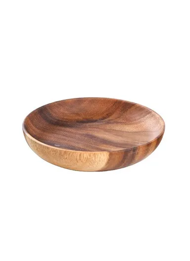 Anti-slip Acacia Wood Food Plate For Home, Cafeteria, Restaurants, Delis &amp; Bakeries (D20 x H4)cm