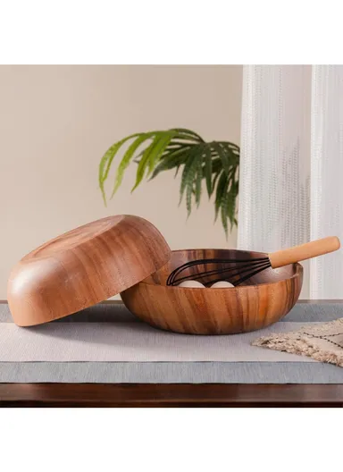 Anti-slip Acacia Wood Food Plate For Home, Cafeteria, Restaurants, Delis &amp; Bakeries (D20 x H4)cm