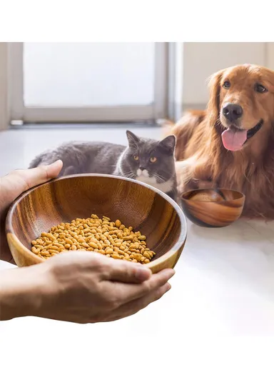 Anti-slip Acacia Wood Food Plate For Home, Cafeteria, Restaurants, Delis &amp; Bakeries (D20 x H4)cm