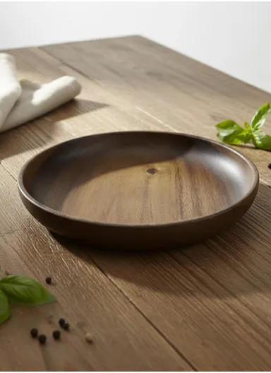 Anti-slip Acacia Wood Food Plate For Home, Cafeteria, Restaurants, Delis &amp; Bakeries (D30 x H4.5)cm