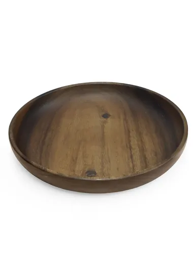 Anti-slip Acacia Wood Food Plate For Home, Cafeteria, Restaurants, Delis &amp; Bakeries (D30 x H4.5)cm