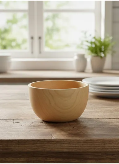 Eco-Friendly Natural Wooden Bowl Food-Safe, Durable &amp; Stackable Serving Bowl for Fruits, Salads &amp; Snacks (D10 x H6)cm - Small