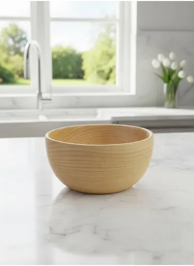 Eco-Friendly Natural Wooden Bowl Food-Safe, Durable &amp; Stackable Serving Bowl for Fruits, Salads &amp; Snacks (D12 x H6)cm - Medium