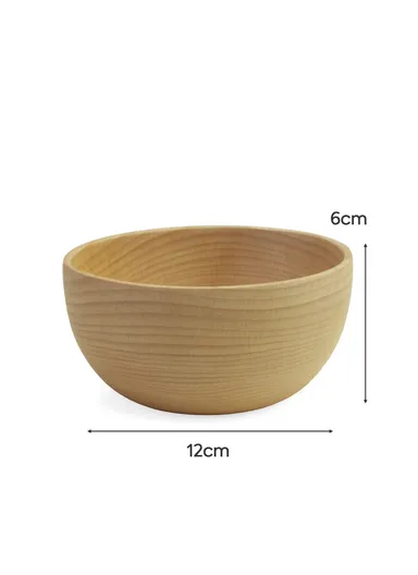 Eco-Friendly Natural Wooden Bowl Food-Safe, Durable &amp; Stackable Serving Bowl for Fruits, Salads &amp; Snacks (D12 x H6)cm - Medium