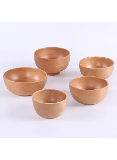 Eco-Friendly Natural Wooden Bowl Food-Safe, Durable &amp; Stackable Serving Bowl for Fruits, Salads &amp; Snacks (D12 x H6)cm - Medium
