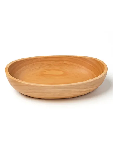 Eco-Friendly Natural Wooden Oval Bowl Food-Safe, Durable &amp; Stackable Serving Bowl (L21×W12×H5cm)