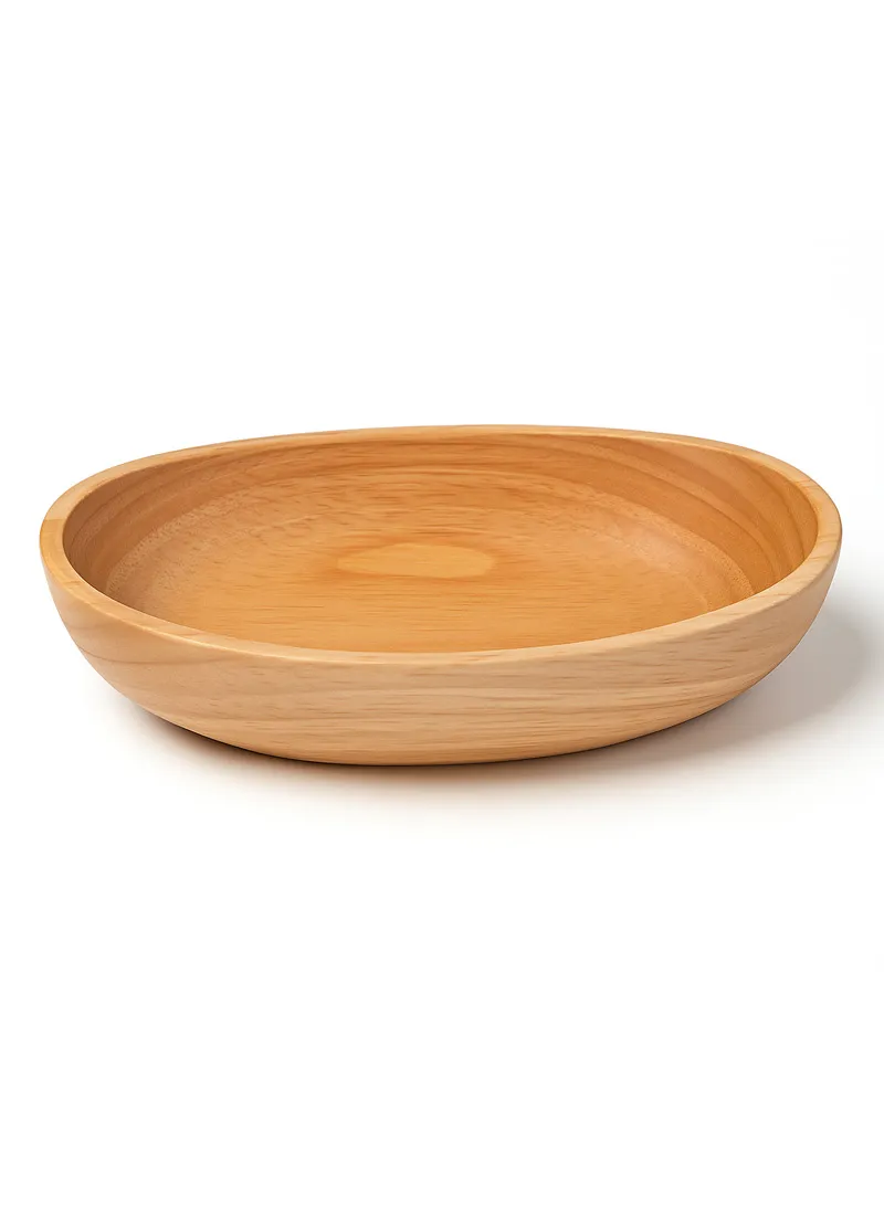 Eco-Friendly Natural Wooden Oval Bowl Food-Safe, Durable &amp; Stackable Serving Bowl (L21×W12×H5cm)
