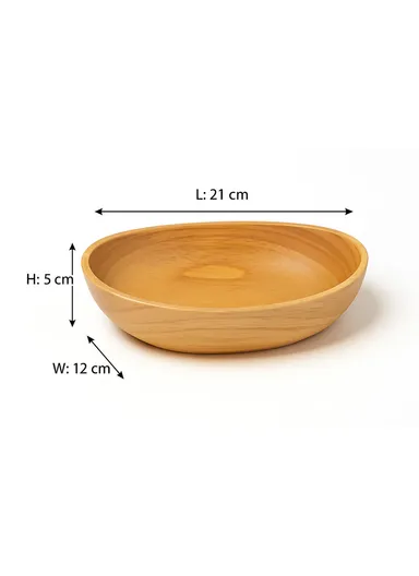 Eco-Friendly Natural Wooden Oval Bowl Food-Safe, Durable &amp; Stackable Serving Bowl (L21×W12×H5cm)