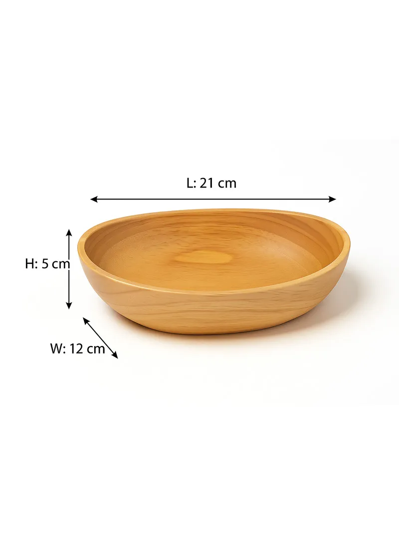 Eco-Friendly Natural Wooden Oval Bowl Food-Safe, Durable &amp; Stackable Serving Bowl (L21×W12×H5cm)