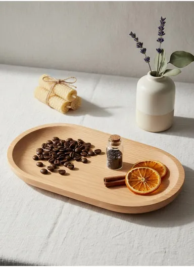 Wooden Serving Plate Durable, Eco-Friendly Oval Tray (L22×W9×H2cm)