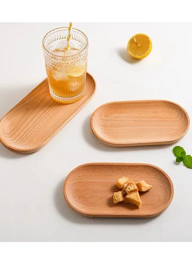 Wooden Serving Plate Durable, Eco-Friendly Oval Tray (L22×W9×H2cm)