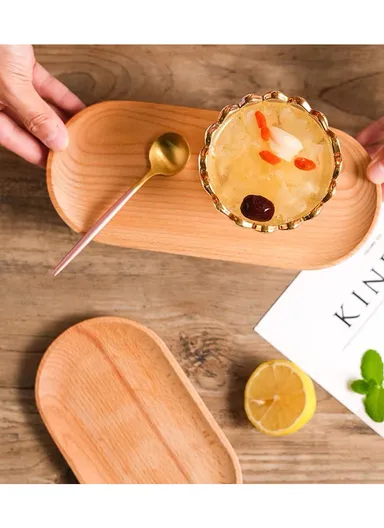 Wooden Serving Plate Durable, Eco-Friendly Oval Tray (L22×W9×H2cm)