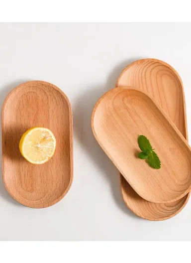 Wooden Serving Plate Durable, Eco-Friendly Oval Tray (L22×W9×H2cm)
