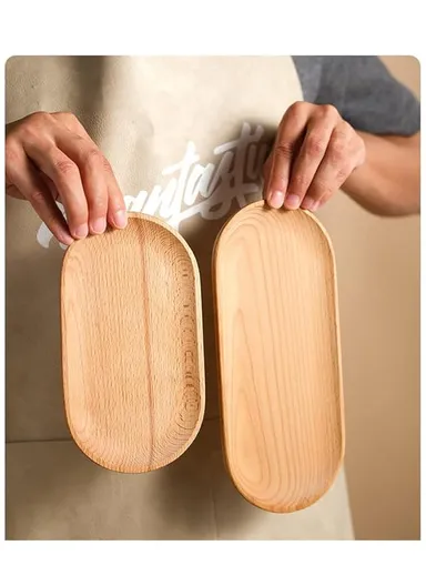 Wooden Serving Plate Durable, Eco-Friendly Oval Tray (L22×W9×H2cm)