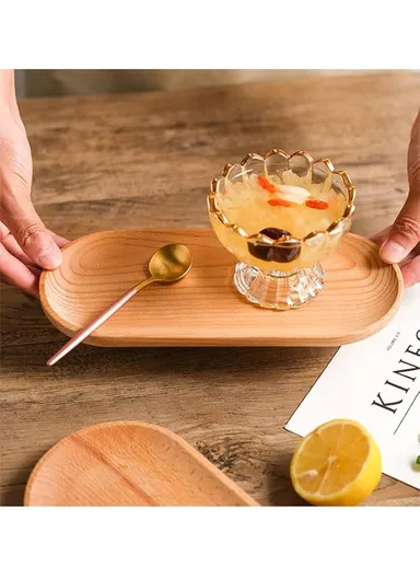 Wooden Serving Plate Durable, Eco-Friendly Oval Tray (L22×W9×H2cm)