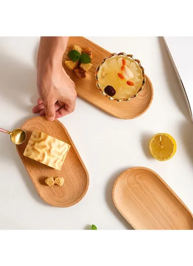 Wooden Serving Plate Durable, Eco-Friendly Oval Tray (L22×W9×H2cm)