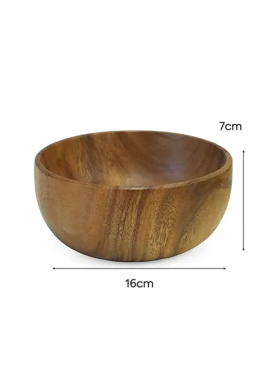 Eco-Friendly Natural Wooden Bowl Food-Safe, Durable &amp; Stackable Serving Bowl for Fruits, Salads &amp; Snacks (D16 x H7)cm