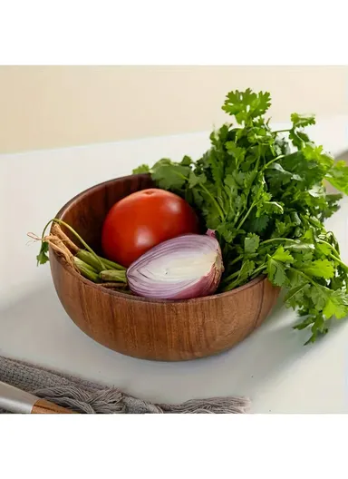 Eco-Friendly Natural Wooden Bowl Food-Safe, Durable &amp; Stackable Serving Bowl for Fruits, Salads &amp; Snacks (D20 x H7.5)cm