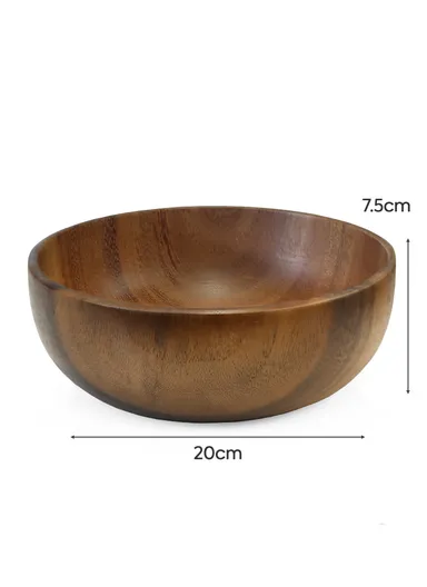 Eco-Friendly Natural Wooden Bowl Food-Safe, Durable &amp; Stackable Serving Bowl for Fruits, Salads &amp; Snacks (D20 x H7.5)cm