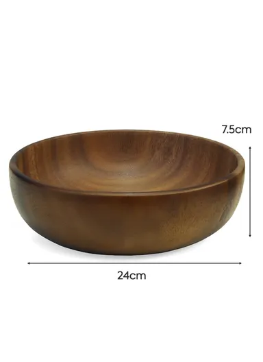 Eco-Friendly Natural Wooden Bowl Food-Safe, Durable &amp; Stackable Serving Bowl for Fruits, Salads &amp; Snacks (D24 x H7.5)cm