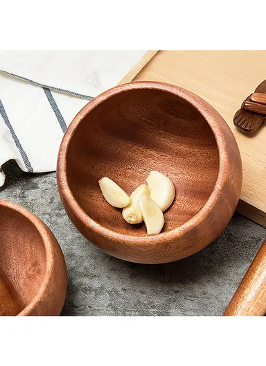 Wooden Mortar &amp; Pestle Garlic Masher Hand Grinder Crusher (D10 x H8)cm