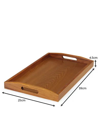Wooden Serving Tray Non-Slip, Sturdy &amp; Drop-Resistant (L39 x W25 x H4.5)cm