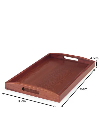 Wooden Serving Tray – Non-Slip, Sturdy &amp; Drop-Resistant (L45 x W35 x H4.5)cm
