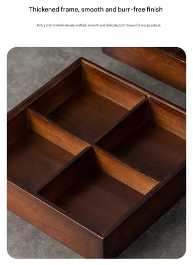 Bamboo Snack Serving Tray with Acrylic Lid, Divided Candy, Nut &amp; Dried Fruit Organizer – 4 Bowls