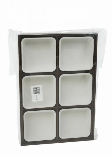 Bamboo Snack Serving Tray with Acrylic Lid, Divided Candy, Nut &amp; Dried Fruit Organizer – 6 Bowls