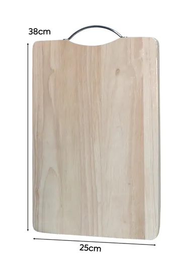 Wooden Cutting Board with Stainless Steel Handle, Non-Slip, Juice Groove, Durable &amp; Stylish Chopping &amp; Serving Board (L38 x W25 x H3)cm - Rectangle