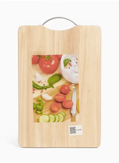Wooden Cutting Board with Stainless Steel Handle, Non-Slip, Juice Groove, Durable &amp; Stylish Chopping &amp; Serving Board (L38 x W25 x H3)cm - Rectangle
