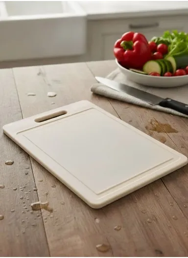 Multi-Function BPA-Free PP Cutting Board – 8mm Thick, Reversible Chopping Board for Fruits, Vegetables &amp; Meat, Anti-Cross Contamination Design - Greige