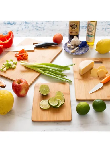 3Pcs Bamboo Cutting Board Set, Double-Sided, Juice Groove, Scar &amp; Odor-Resistant Kitchen Boards