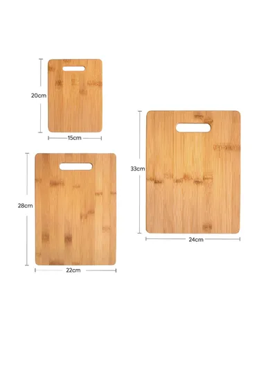 3Pcs Bamboo Cutting Board Set, Double-Sided, Juice Groove, Scar &amp; Odor-Resistant Kitchen Boards