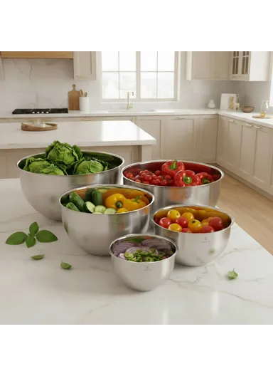 5 Pieces Zymta Stainless Steel Mixing Bowls Set - Silver
