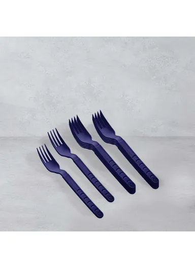 10 Pieces Terra 18 cm Plastic Fork Set - Navy Blue