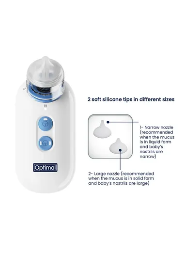 Electric Nasal Aspirator with Adjustable Suction &amp; Soft Silicone Nozzles, Rechargeable &amp; Easy to Clean – OPM-1405