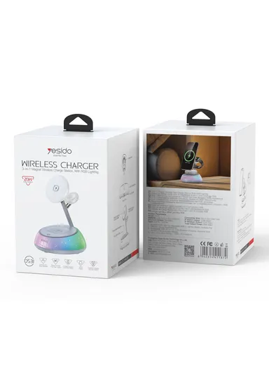 3 in 1 Wireless Charging Station Phone Watch Earphone Magnetic Wireless Charger with Night Light