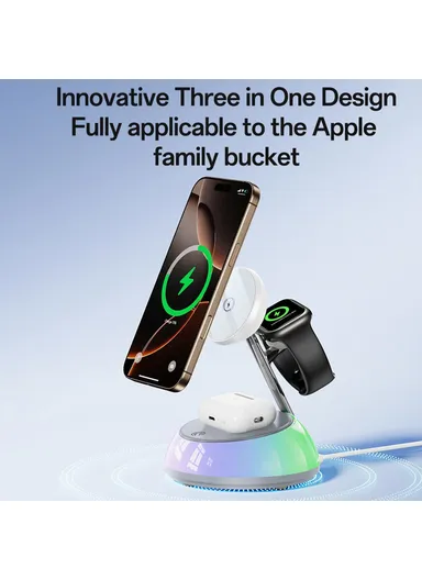 3 in 1 Wireless Charging Station Phone Watch Earphone Magnetic Wireless Charger with Night Light