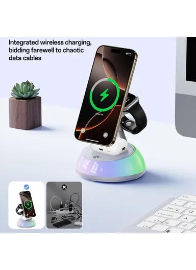 3 in 1 Wireless Charging Station Phone Watch Earphone Magnetic Wireless Charger with Night Light