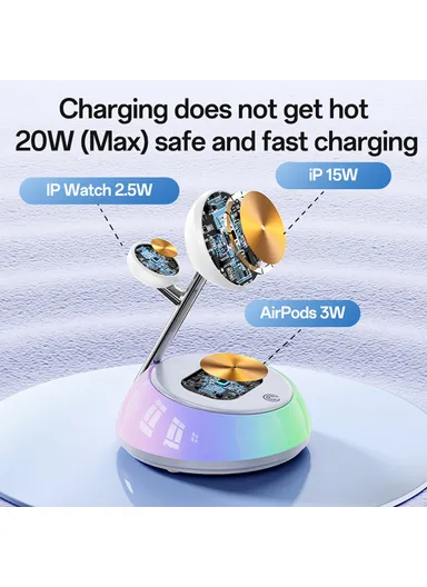 3 in 1 Wireless Charging Station Phone Watch Earphone Magnetic Wireless Charger with Night Light